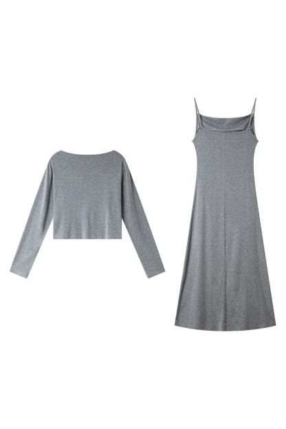 Grey Elegant Knitted Suit