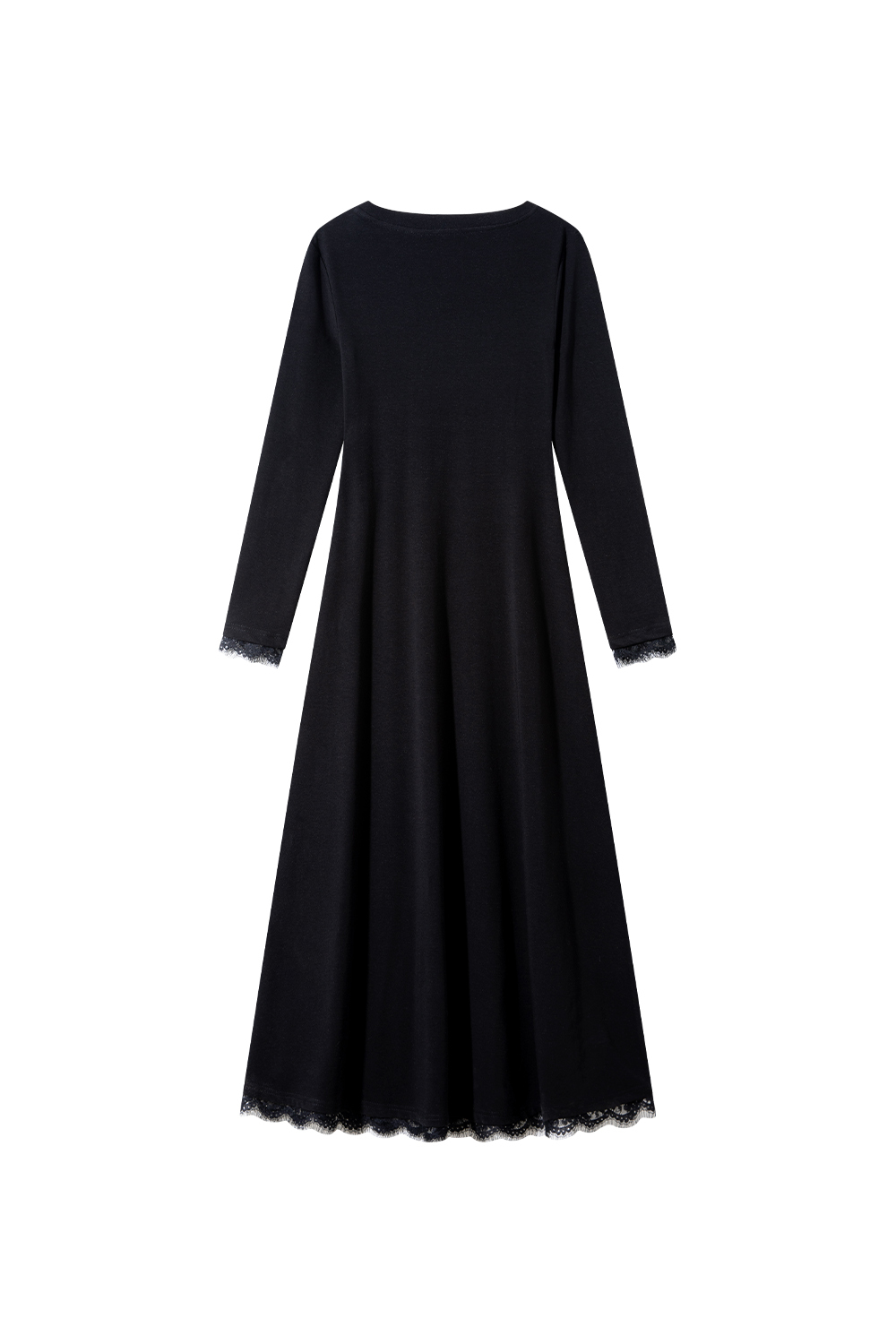 Elegant Black Lace Hem Dress