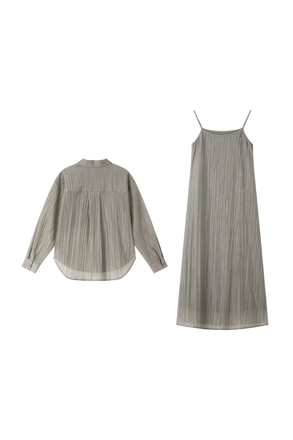 Tea Color Pleated Set-VIMLYSTORE