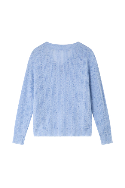 V-Neck Mesh Sweater