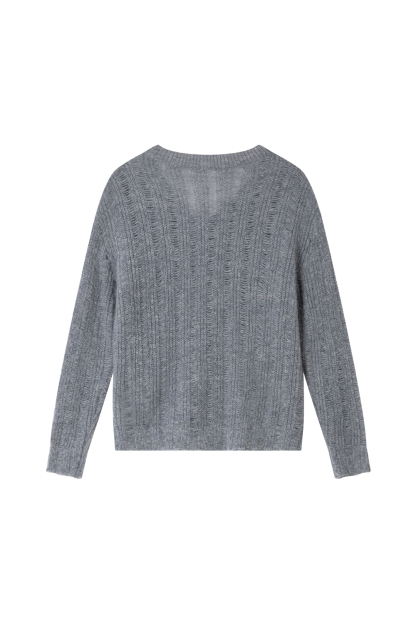 V-Neck Mesh Sweater