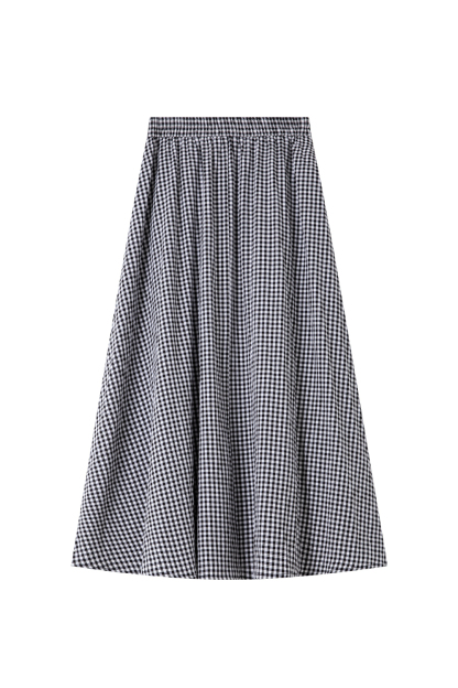 Simple Commuting Gingham Skirt