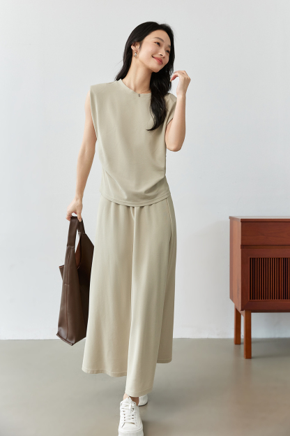 Round Neck Embroidered Top with A-Line Skirt Set