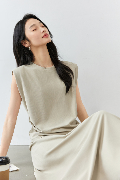 Round Neck Embroidered Top with A-Line Skirt Set