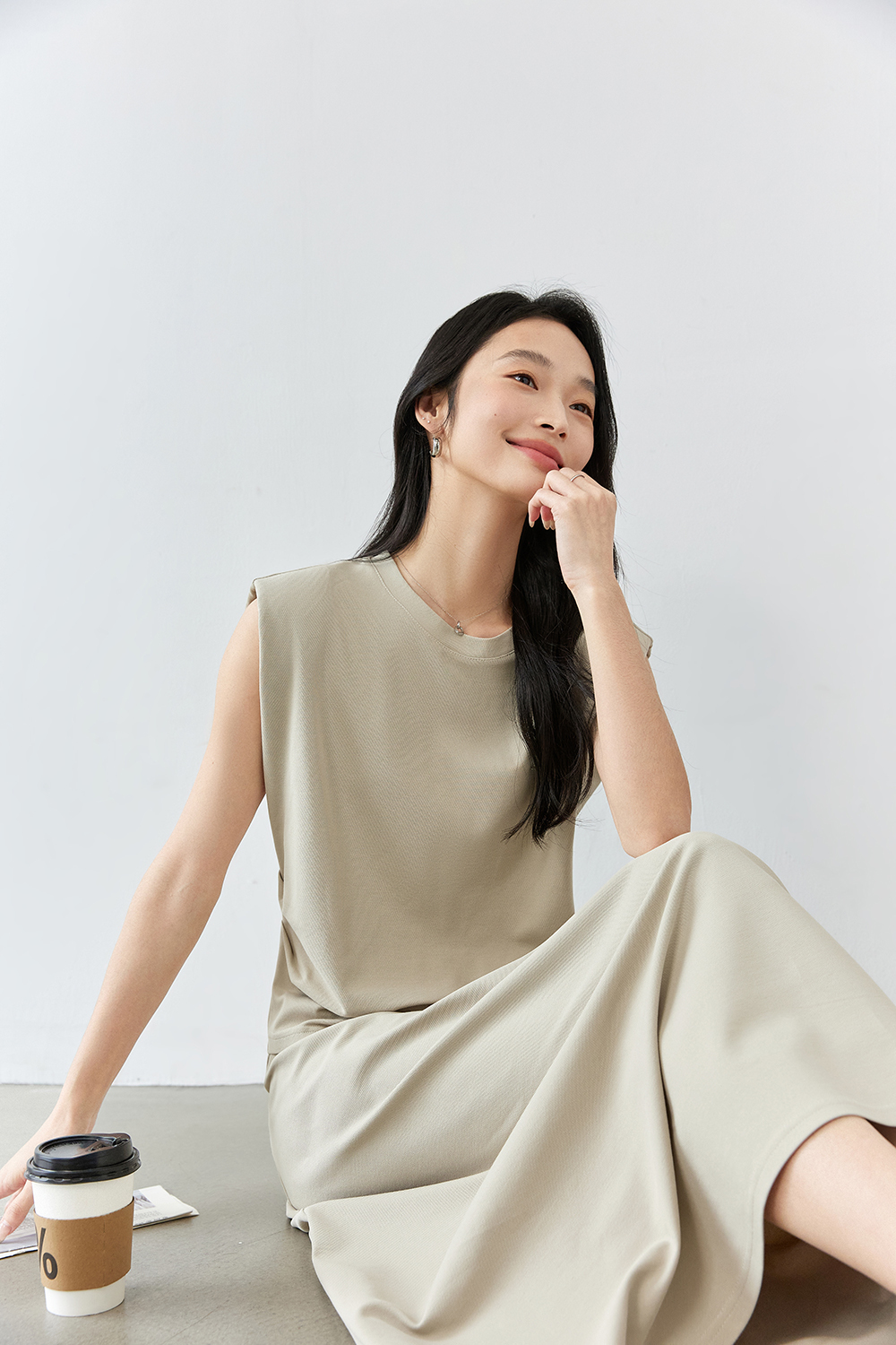 Round Neck Embroidered Top with A-Line Skirt Set