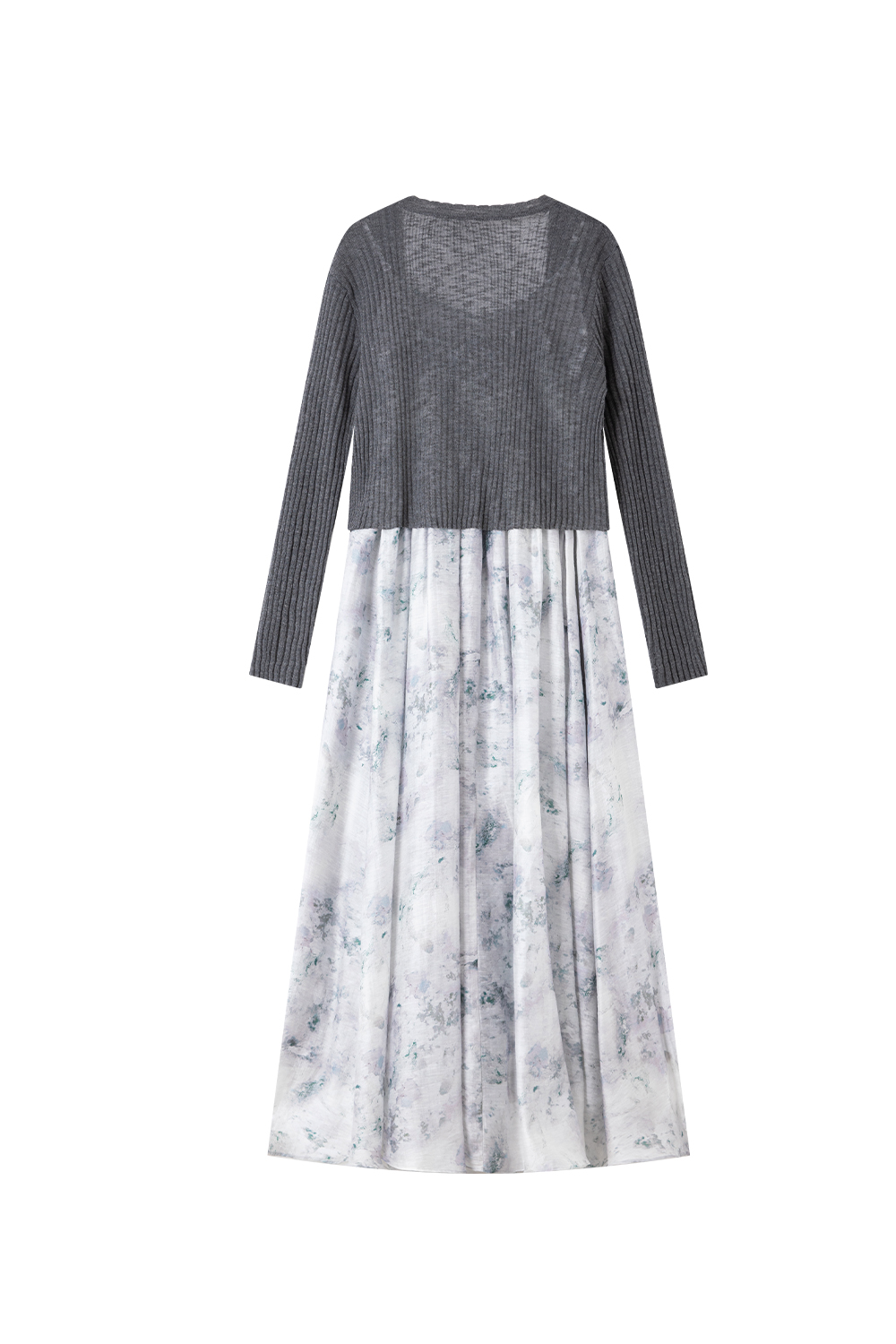 Knitted Cardigan And Floral Long Skirt Combination