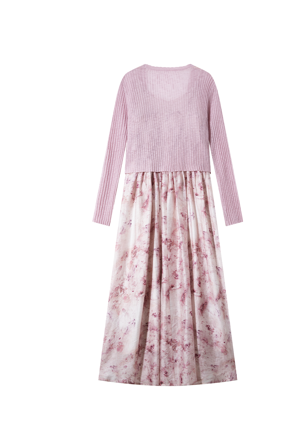 Knitted Cardigan And Floral Long Skirt Combination