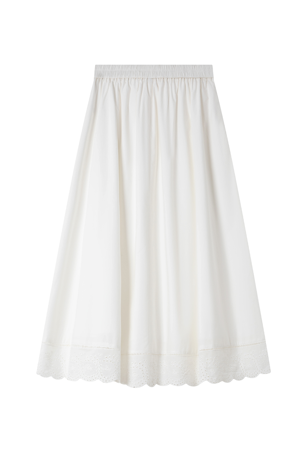 Lace-Edged White Long Skirt-VIMLYSTORE