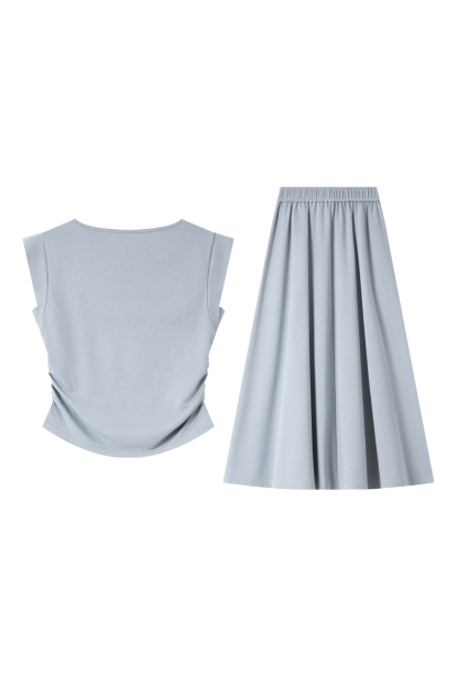 Fresh Style Light Blue Long Skirt Suit