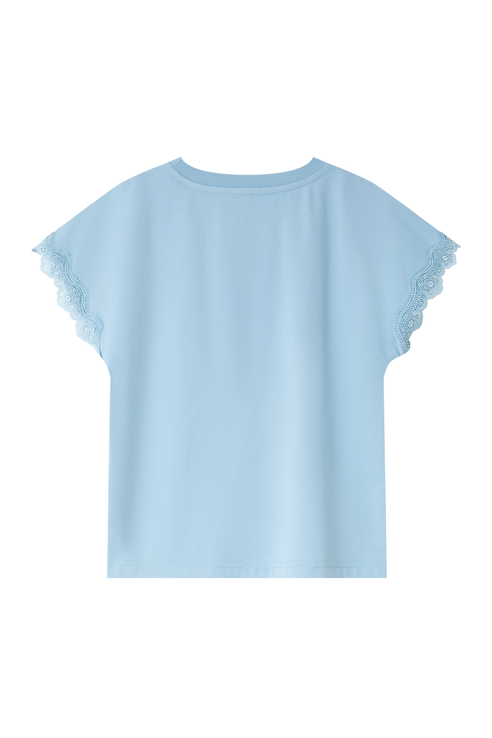 Lace Decoration Solid Color T-Shirt