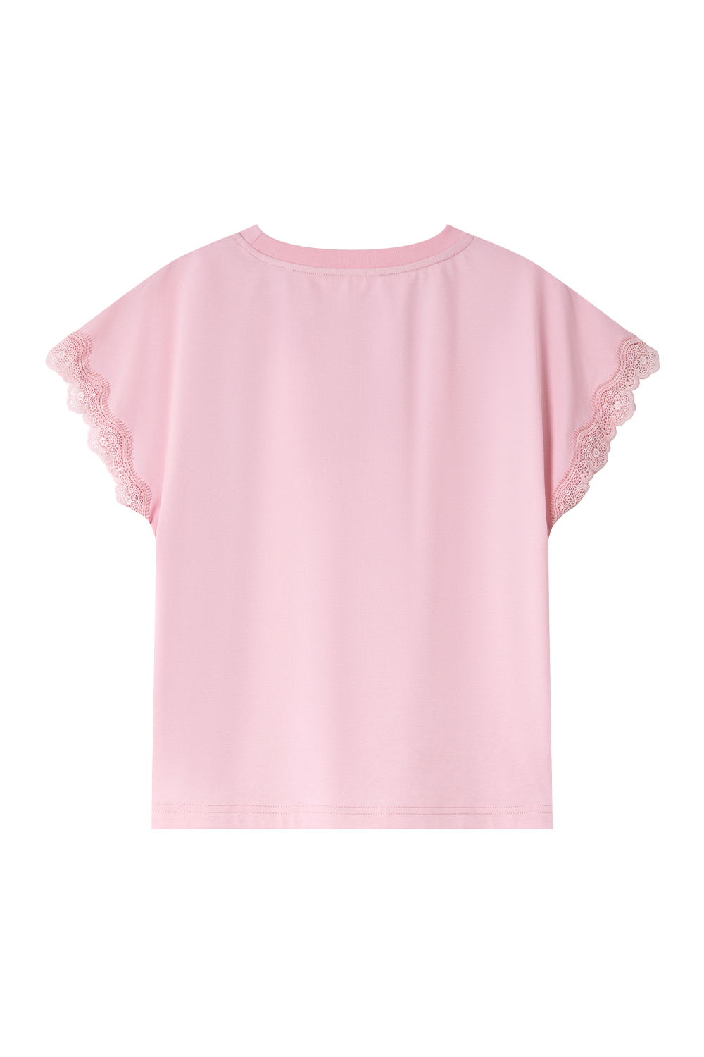 Lace Decoration Solid Color T-Shirt