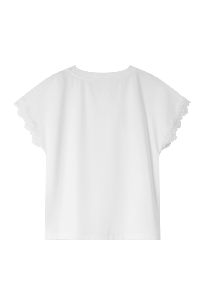 Lace Decoration Solid Color T-Shirt