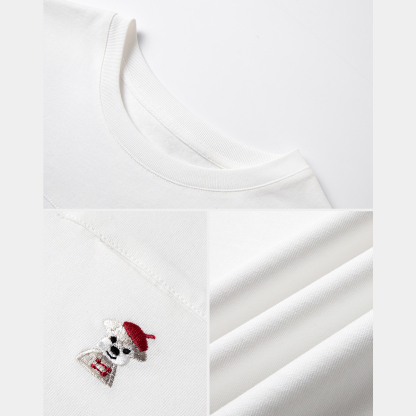 Animal Embroidery Straight T-Shirt