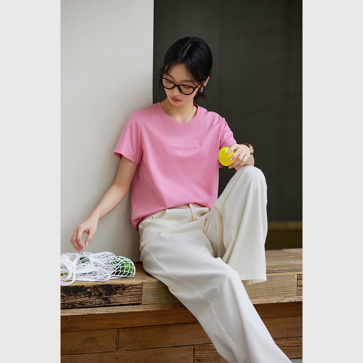 Letter Embossed T-Shirt