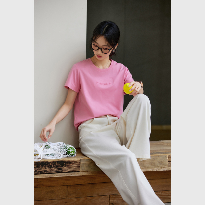 Letter Embossed T-Shirt