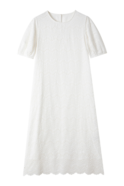 Wave Embroidered Hollow Dress