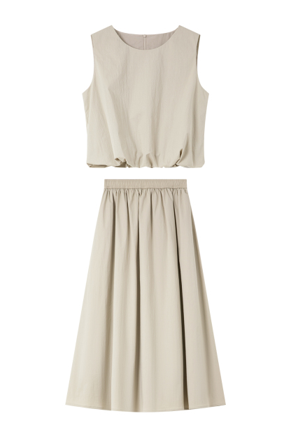 Round Neck Sleeveless Skirt Suit