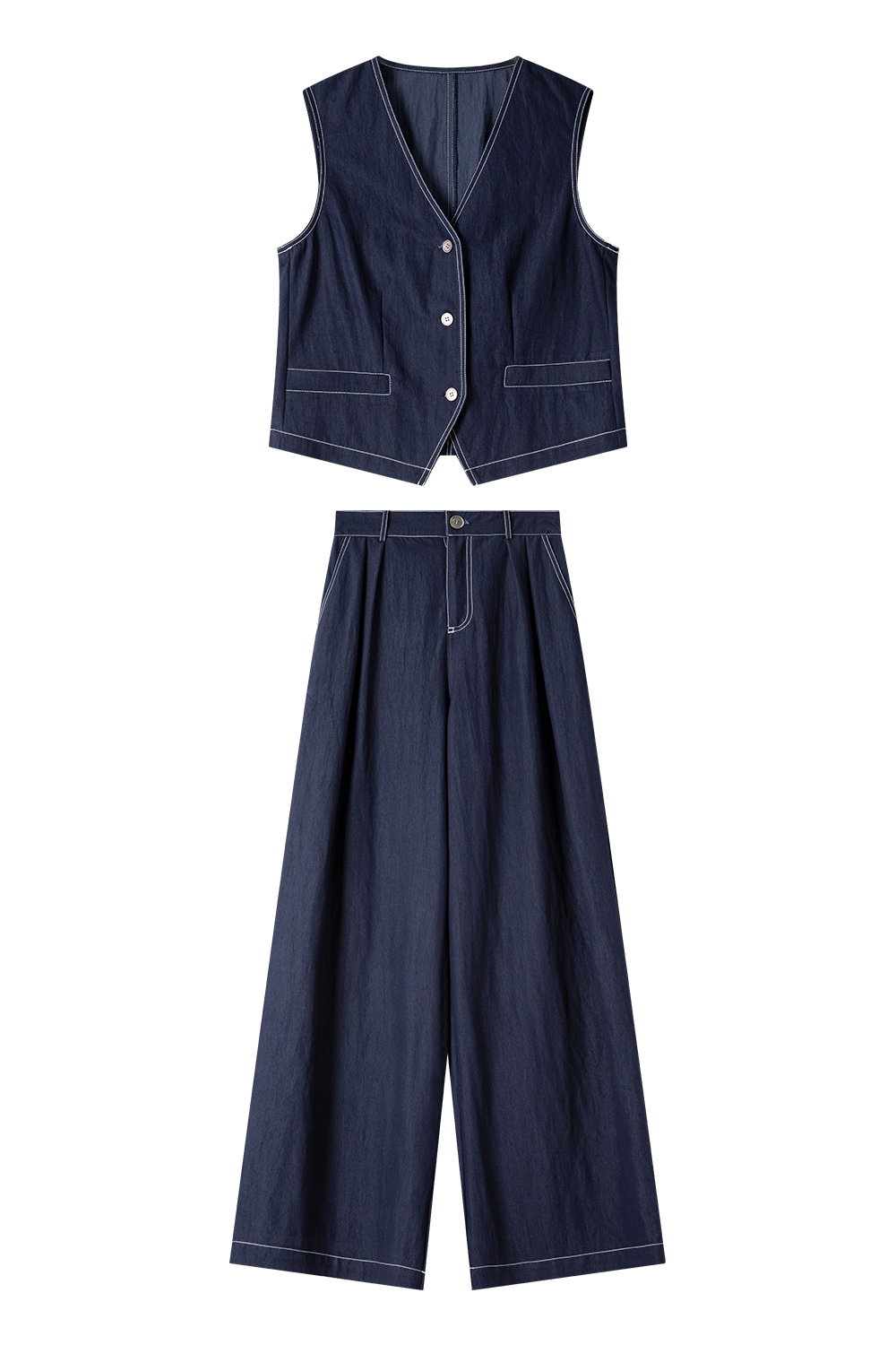 Exposed Stitching Casual Suit