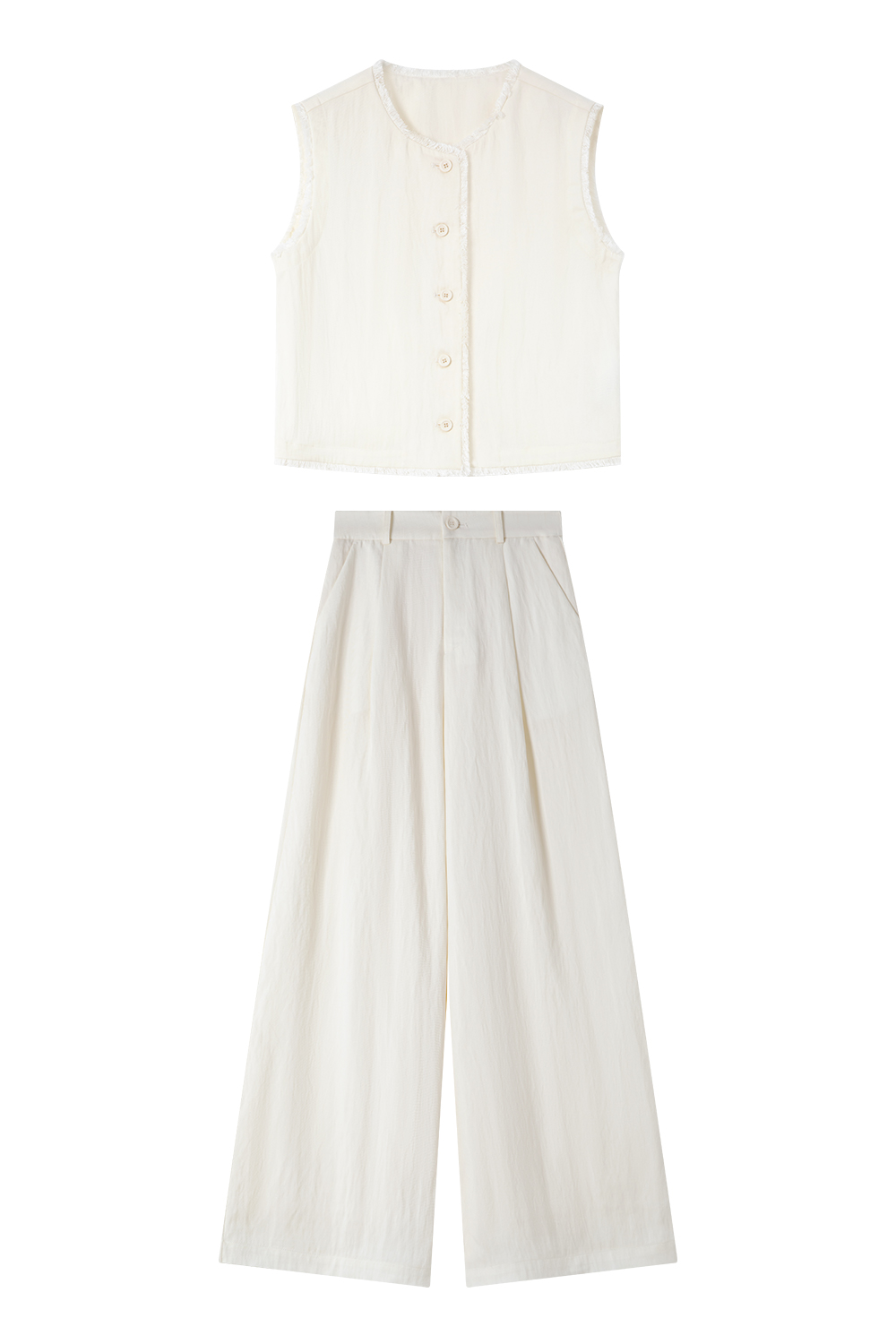 Raw-Edged Vest Straight Suit
