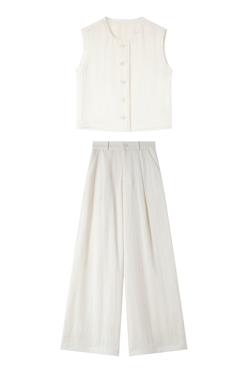 Raw-Edged Vest Straight Suit