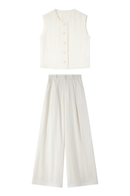 Raw-Edged Vest Straight Suit