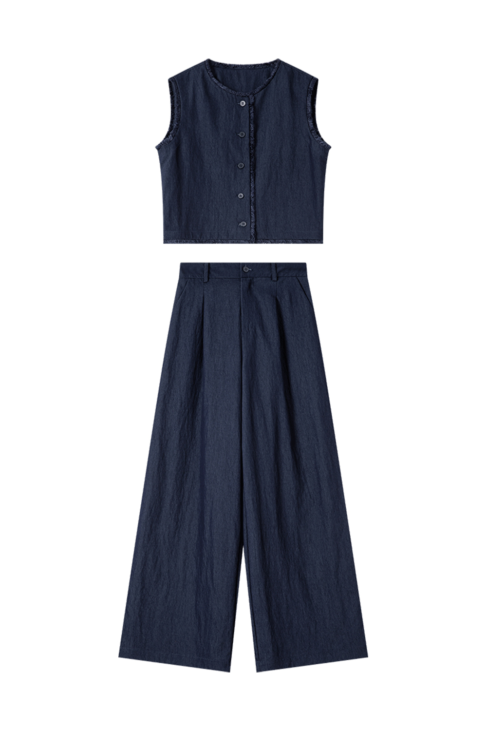 Raw-Edged Vest Straight Suit