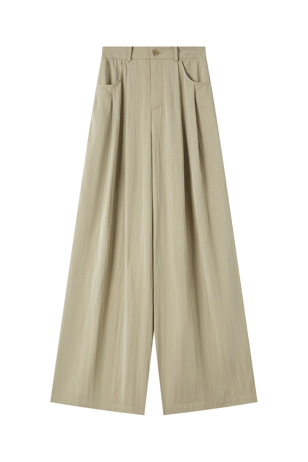 Woven Mid-Waist Casual Wide-Leg Pants