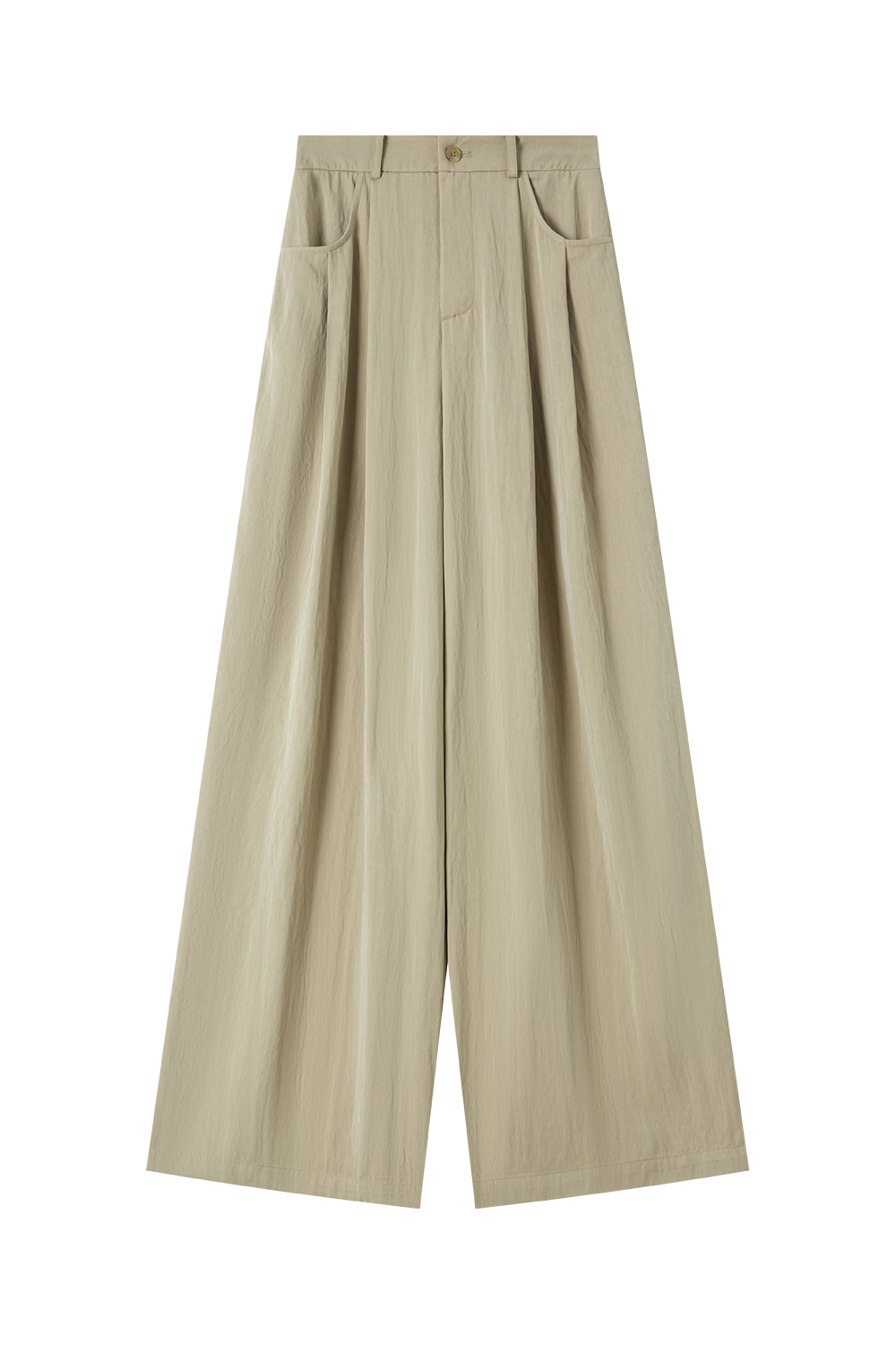 Woven Mid-Waist Casual Wide-Leg Pants