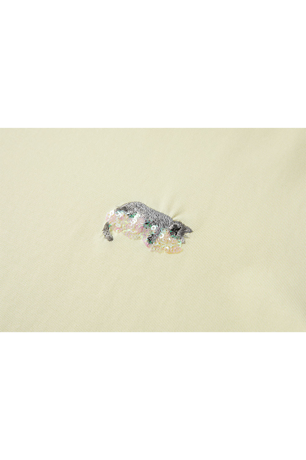 Kitten Sequin Embroidered Straight T-Shirt
