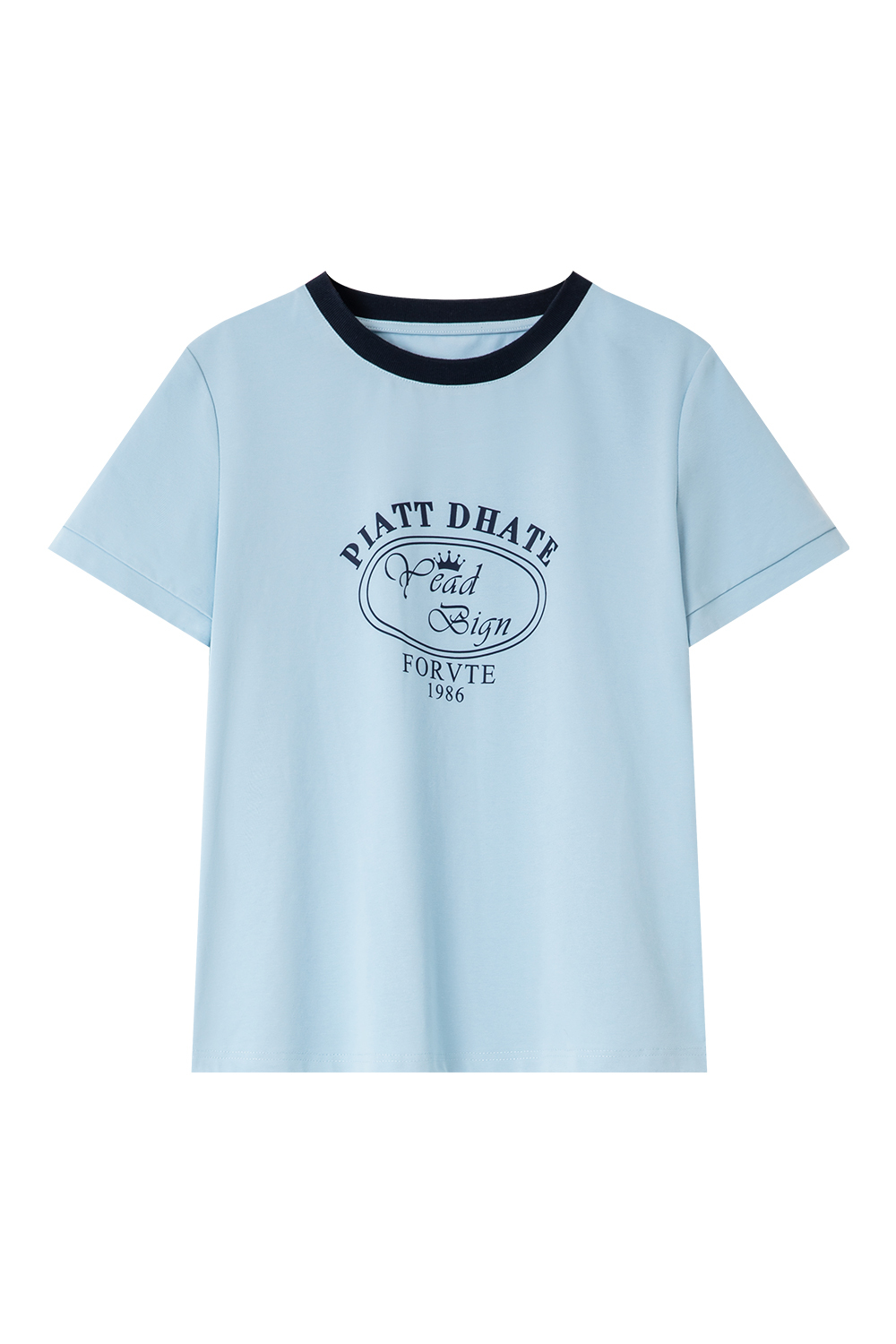 Round Neck Printed Decorative Straight T-Shirt