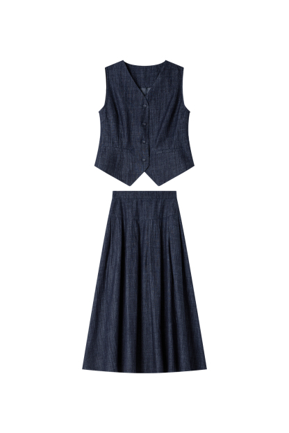 100% Cotton Vest Denim Suit