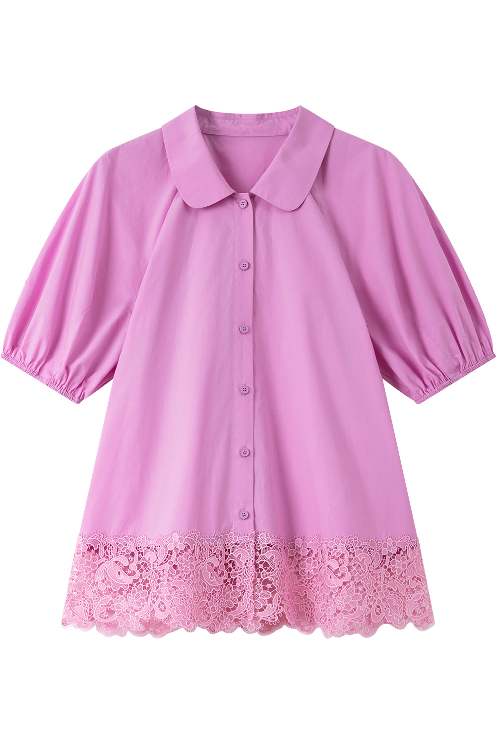Lace Hem Casual Shirt