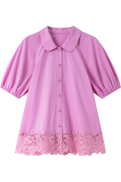 Lace Hem Casual Shirt