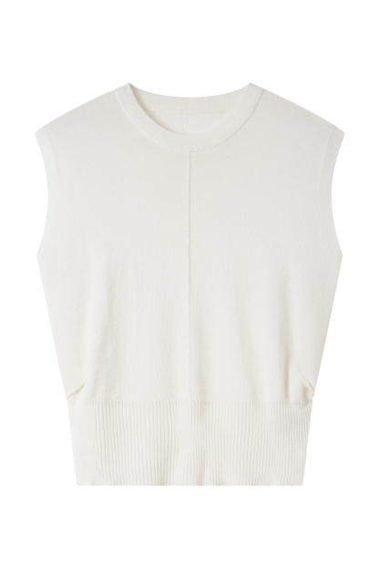 Round Neck High Elastic Sleeveless Sweater
