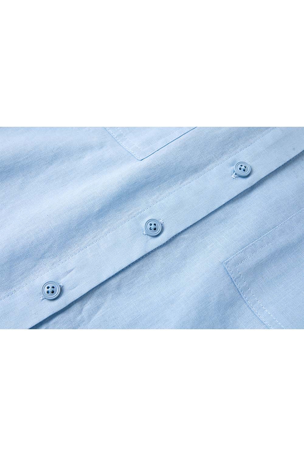 Cotton And Linen Blend Straight Shirt