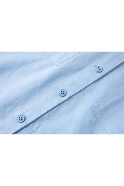 Cotton And Linen Blend Straight Shirt