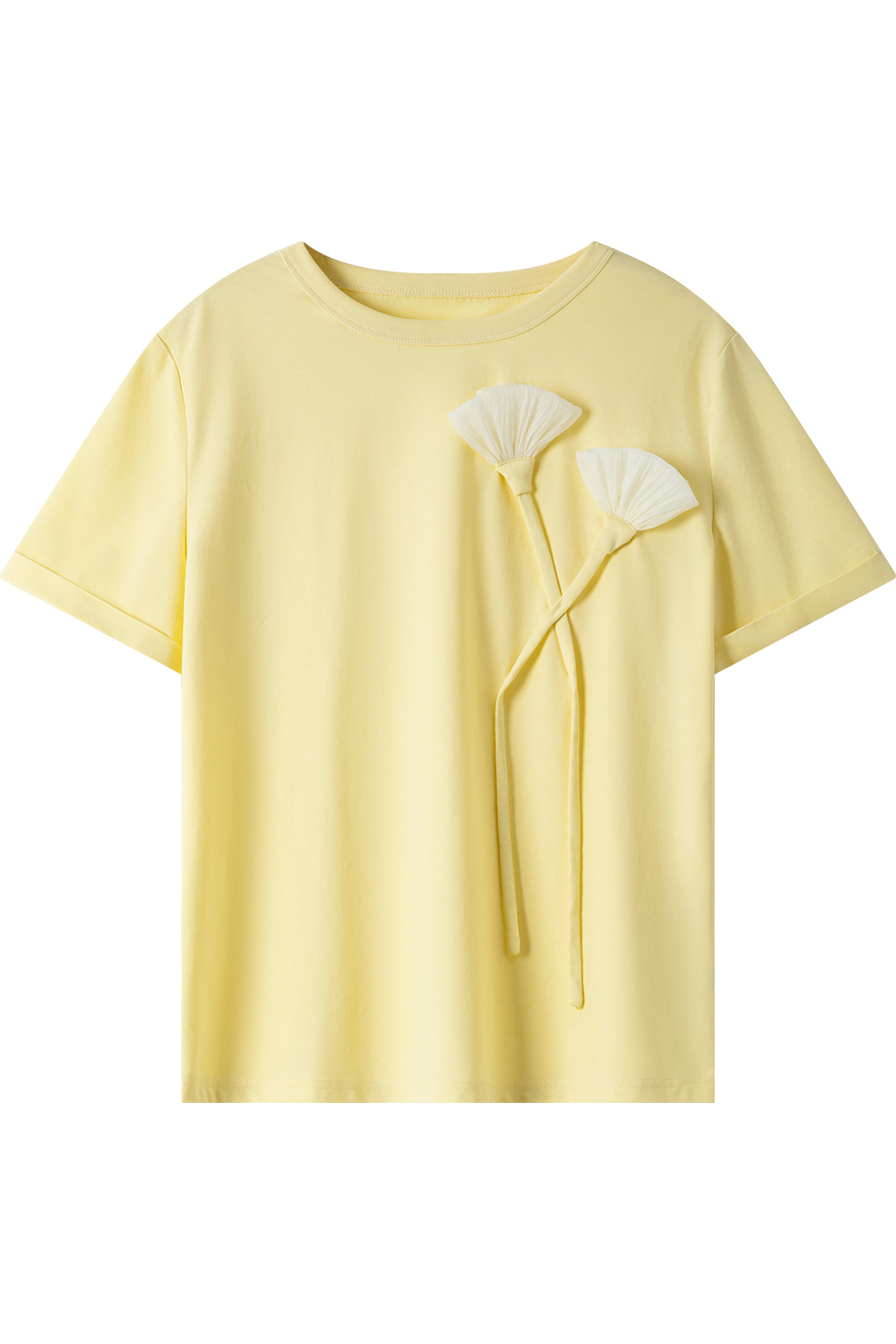 Three-Dimensional Handmade Flower-Decorated T-Shirt