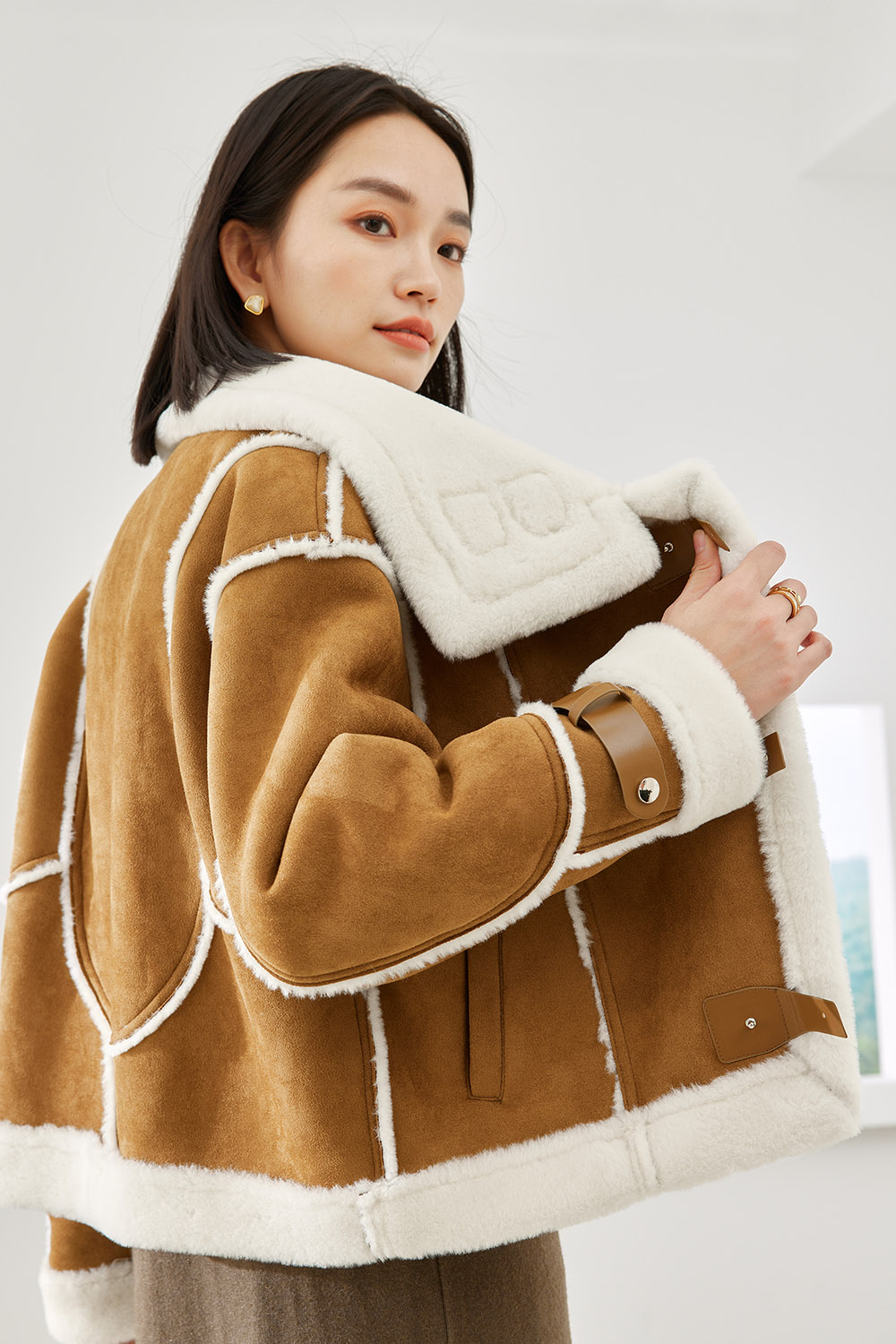 Leather and fur jacket-VIMLYSTORE