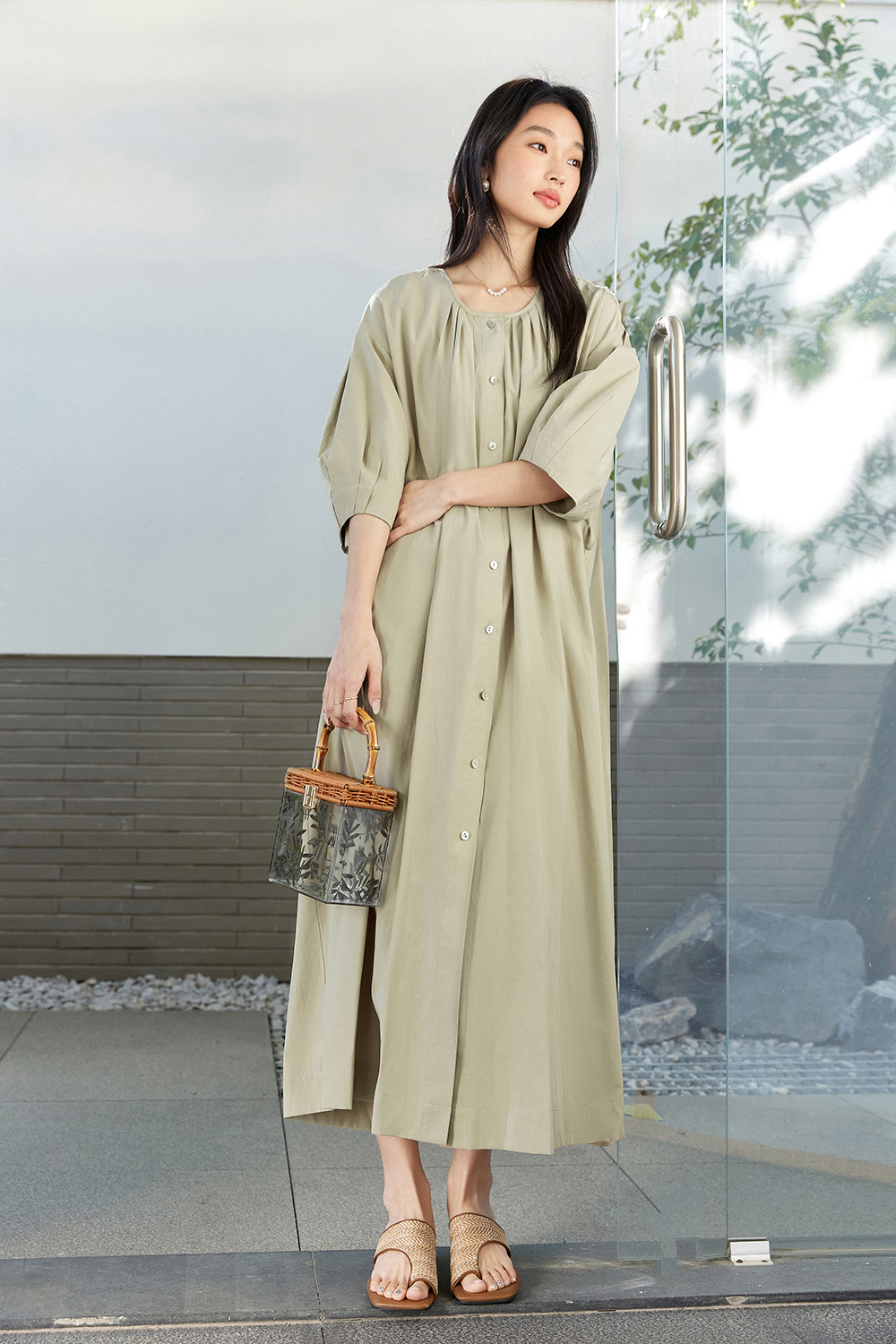 Retro-Chic Lyocell Pencil Dress for Office Elegance-VIMLYSTORE