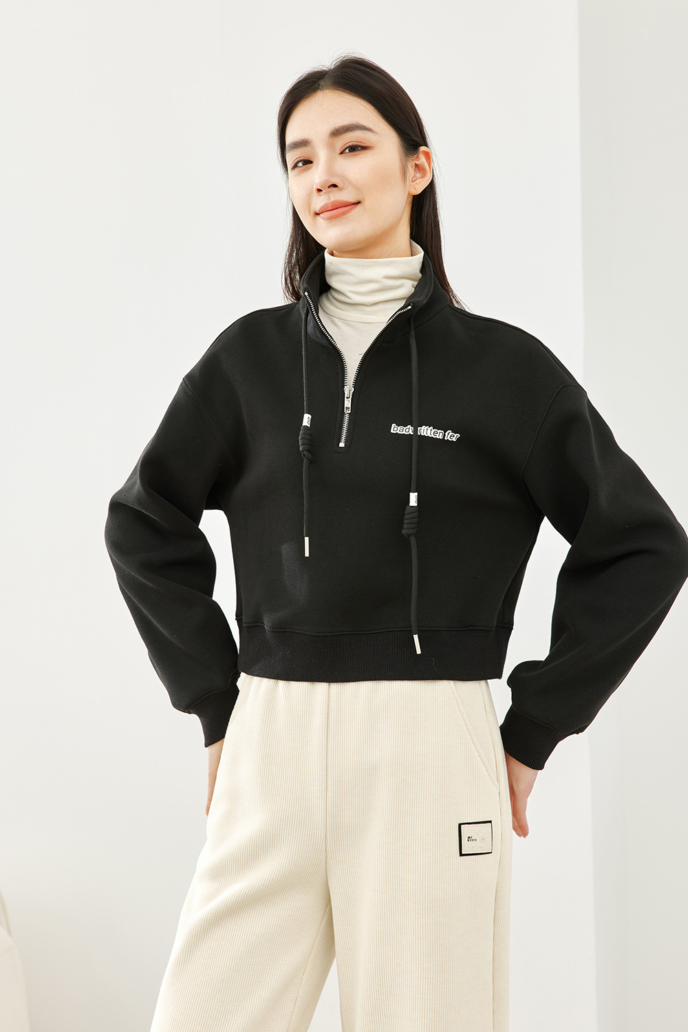 Stand Collar Zipper Hoodie