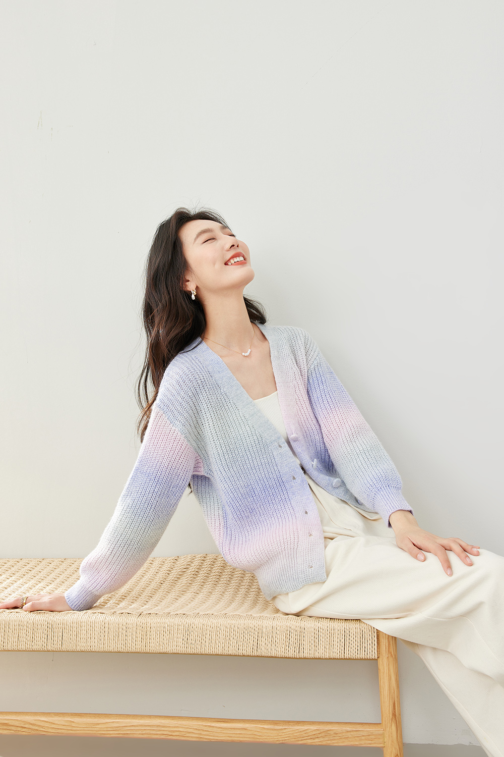 Gradient Knitted Cardigan-VIMLYSTORE