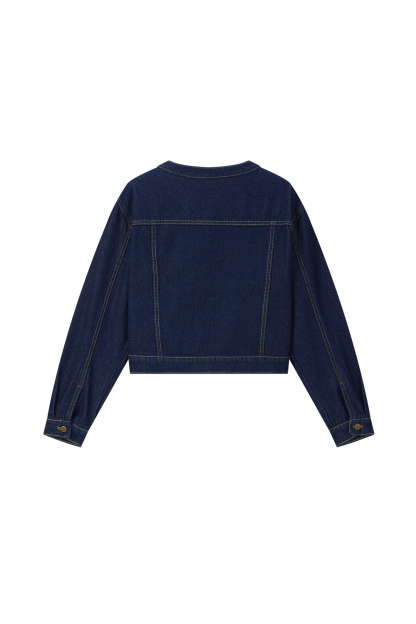 Round Neck Denim Short Jacket