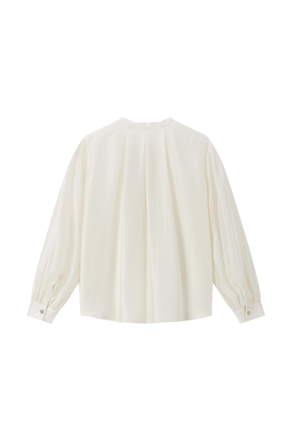 Round Collar Bud Tencel Shirt