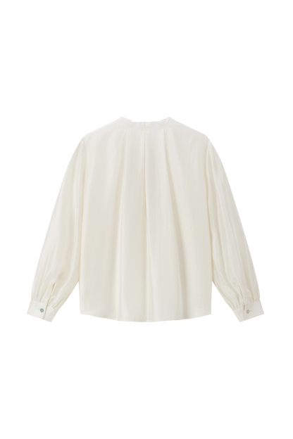 Round Collar Bud Tencel Shirt