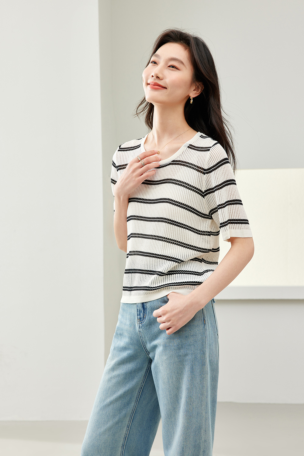 Drawstring Knitted Sweater-VIMLYSTORE