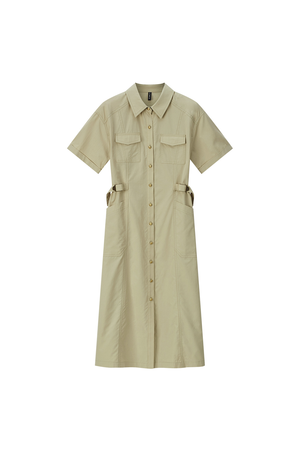 Polo Collar Shirt Dress-VIMLYSTORE