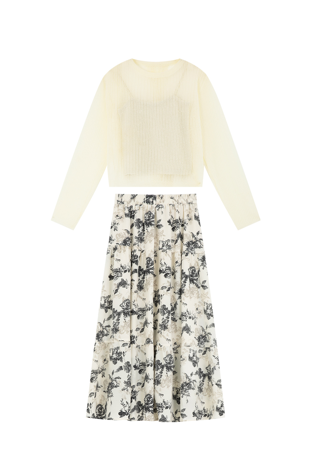 Elegant Casual Floral Skirt Suit