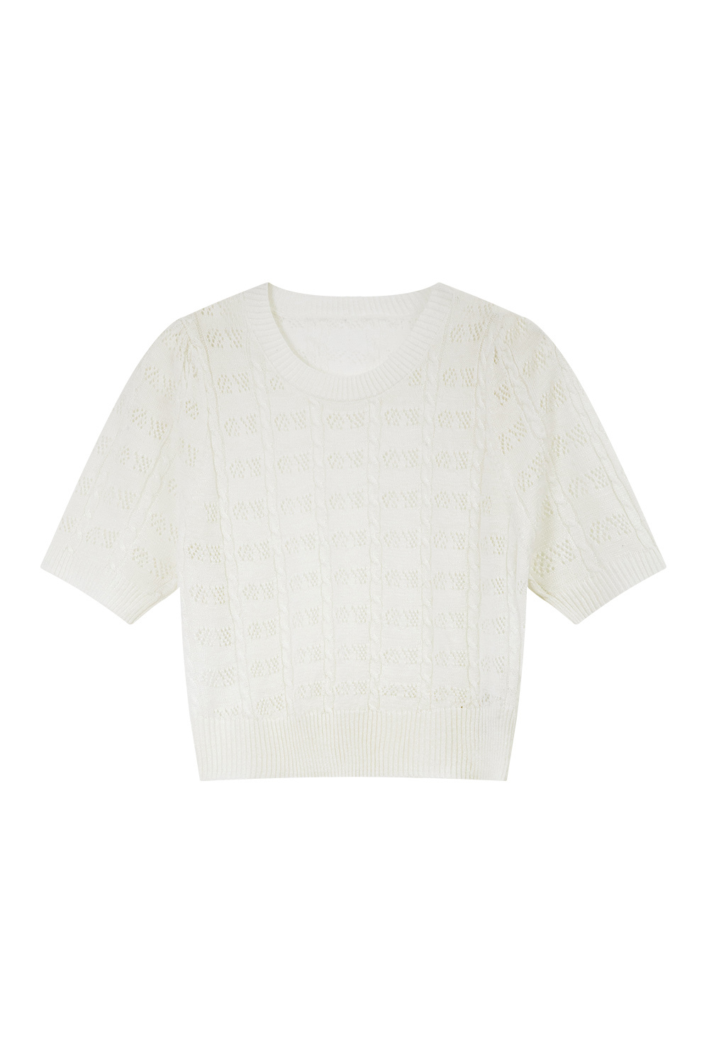 French Hollow Solid Color Knit Sweater