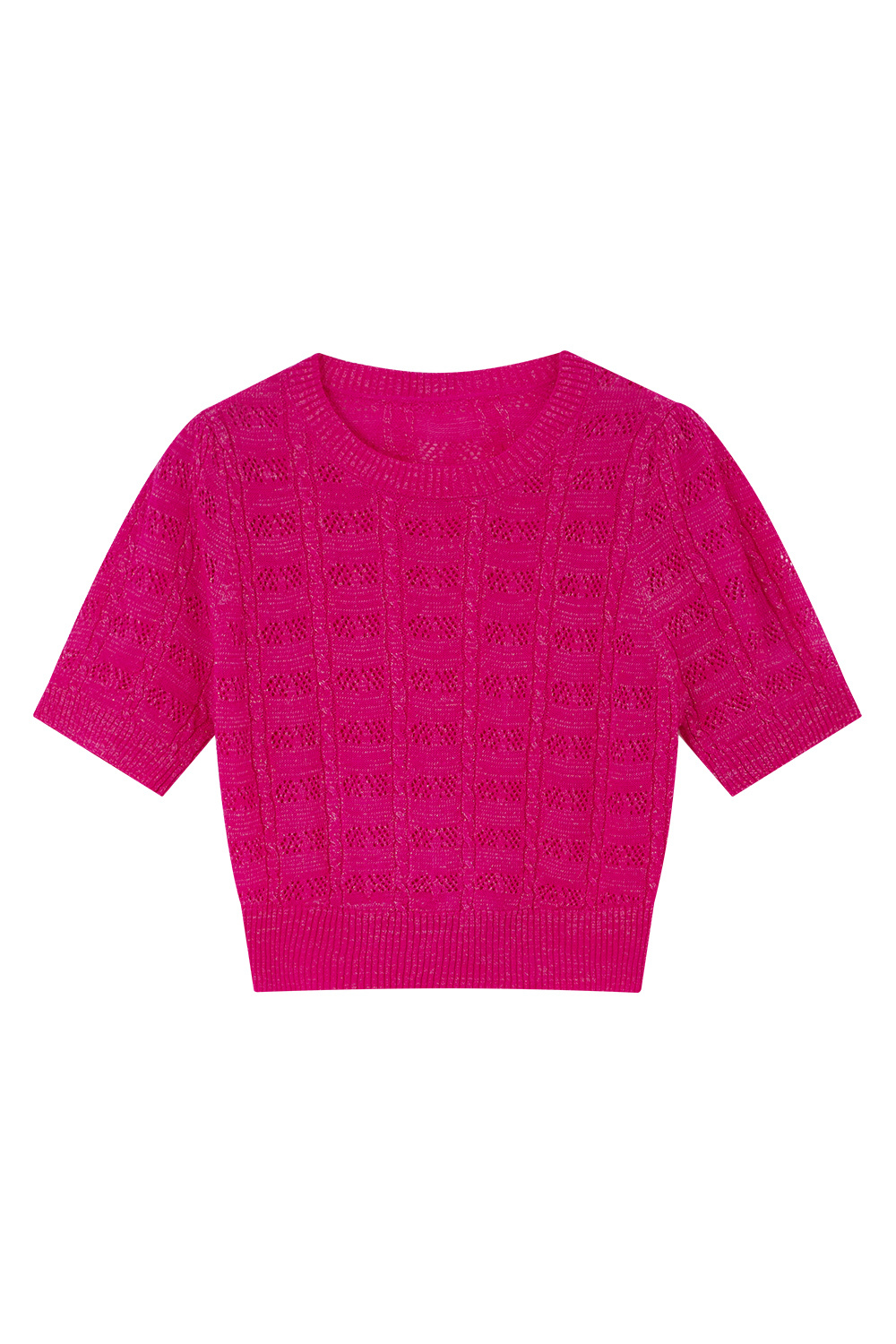 French Hollow Solid Color Knit Sweater