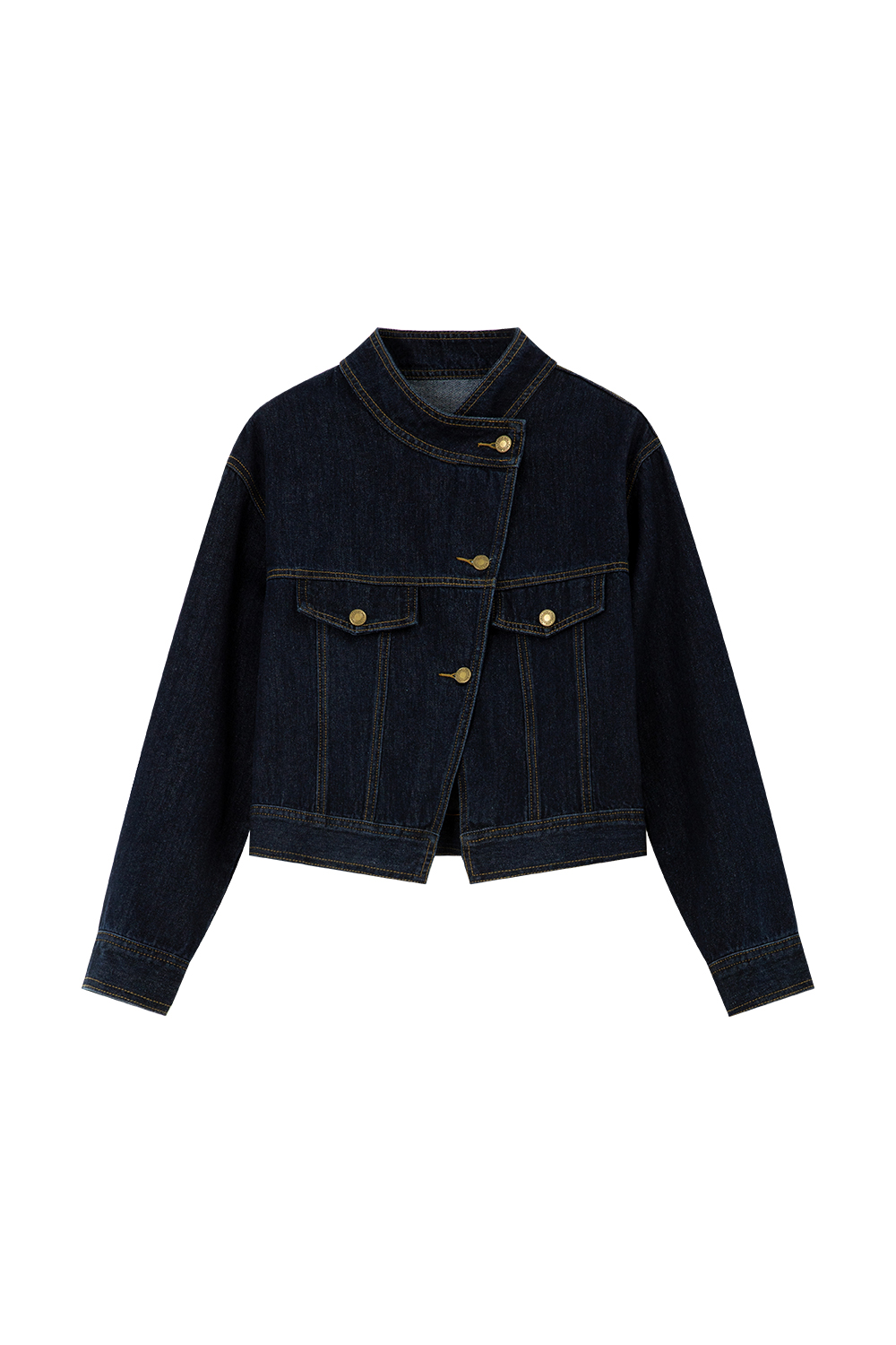 Diagonal Placket Design Denim Jacket